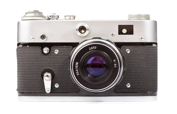 Beyaz arka plan üzerinde izole retro kamera