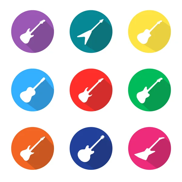 Set of guitar flat icons — ストックベクタ