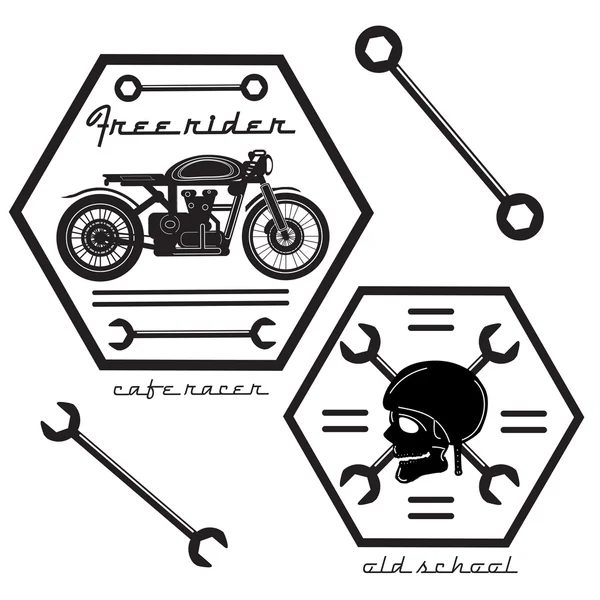 Set of vintage motorcycle labels — Stock Vector