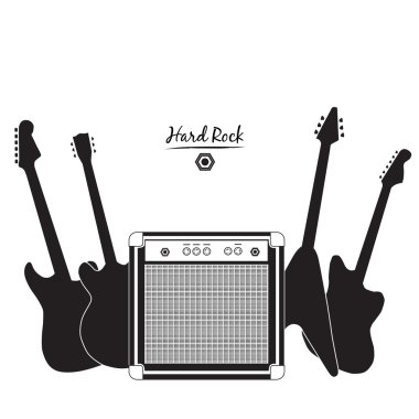 electric guitars and combo amp, hard rock clipart