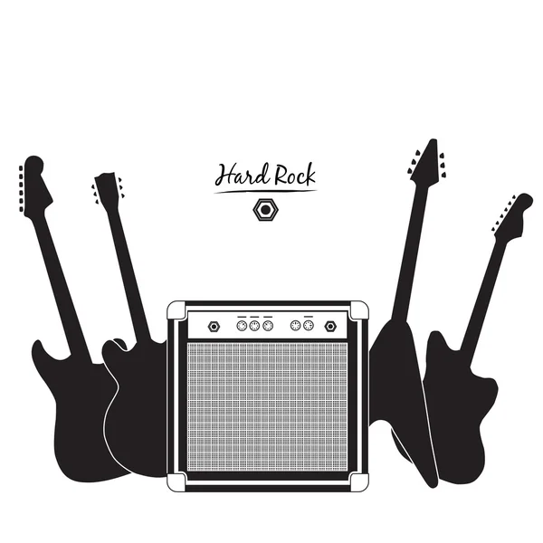 Guitarras eléctricas y amplificador combinado, hard rock — Vector de stock