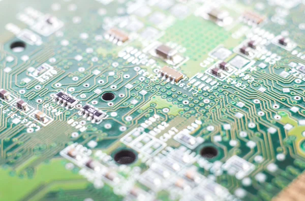 Microchip close seup, electronic circuit board — стоковое фото
