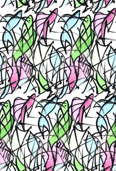 Seamless abstract fish background pattern