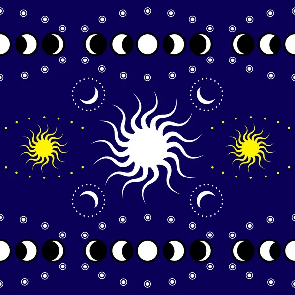 Geometri Suci. Matahari dan bulan. Latar belakang mulus - Stok Vektor