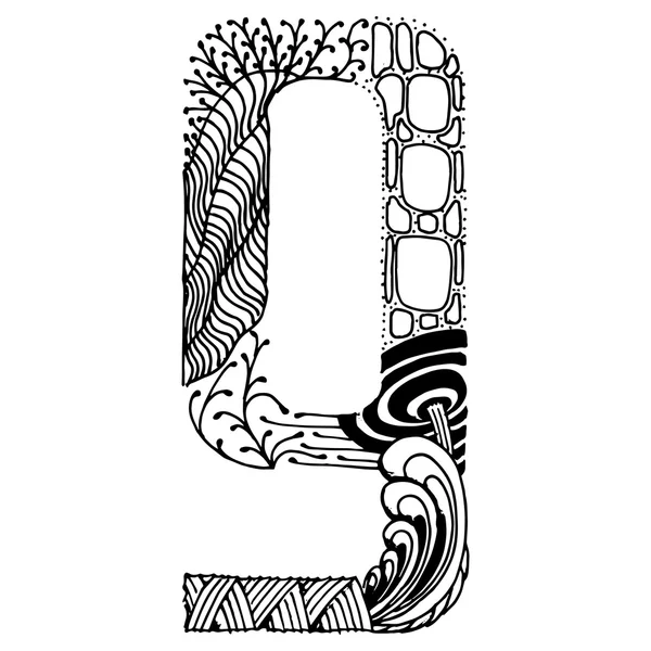 Zentangle letras estilizadas - letra G — Archivo Imágenes Vectoriales