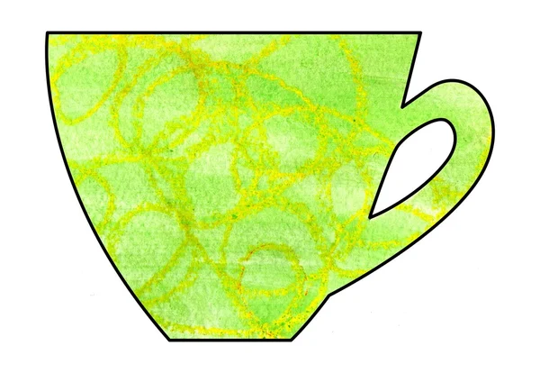 Чашку чая и кофе. Сделано вручную. Акварель, смешанные материалы. Резанная бумага . — стоковое фото