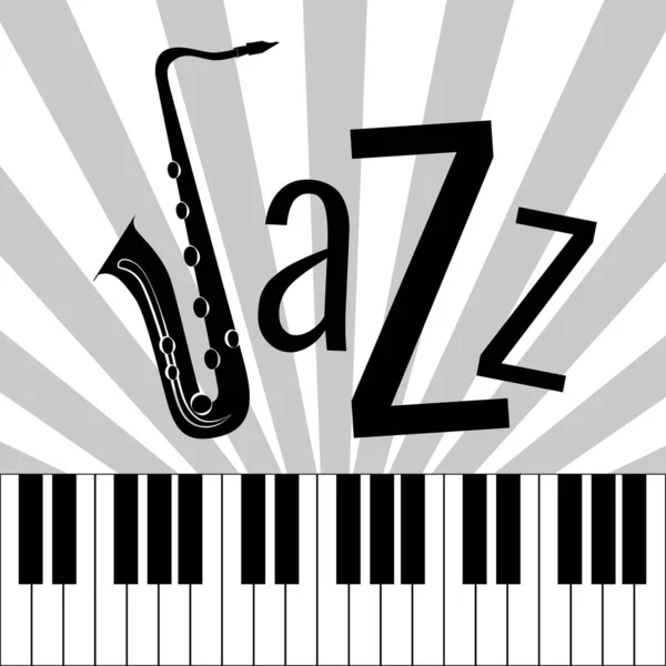 Giornata Internazionale del Jazz. Tasti per pianoforte, sassofono — Vettoriale Stock