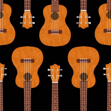 Ukulele Hawai gitarı. Kahverengi ağaçtan. Gerçekçi vektör illüstrasyonu