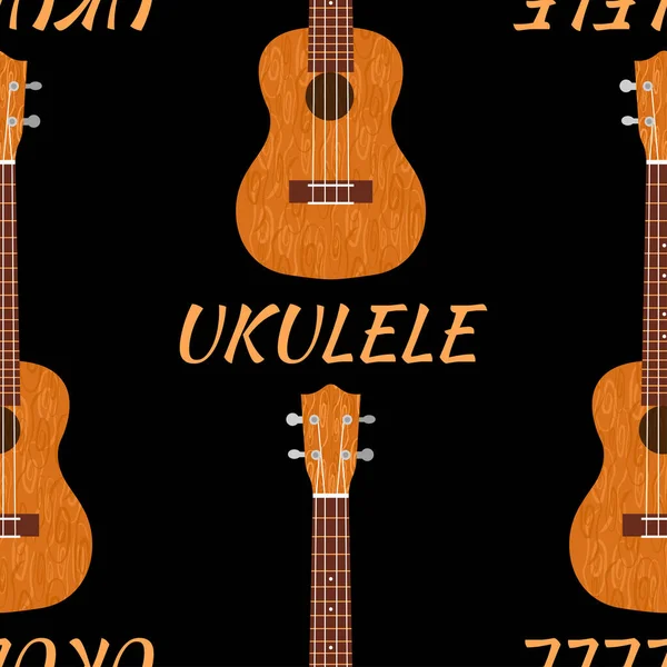 Gitar Ukulele Hawaiian. Dari kayu cokelat. Ilustrasi vektor realistis - Stok Vektor