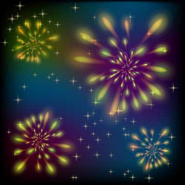 Renkli gökyüzü üzerinde havai fişek