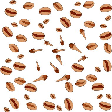 Vektör çizim - kahve çekirdekleri ve karanfil