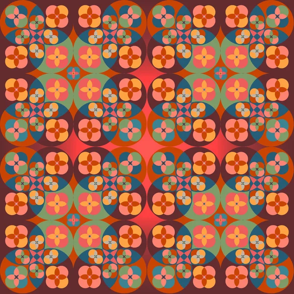 Fyrkantigt blommönster symmetriskt. Ljus bakgrund — Stock vektor