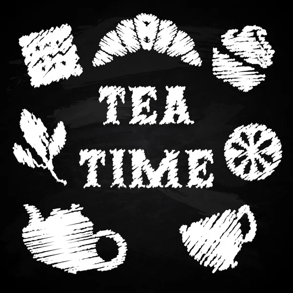 Chalk zarządu. Zestaw tea Time — Wektor stockowy