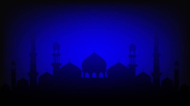 mavi ve siyah renkli meah soyut arkaplan cami silueti duvar kağıdı veya tebrik kartı için güzel