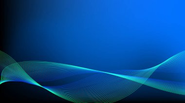 Duvar kağıdı veya afiş için güzel dalgalı harmanlanmış çizgi ile mavi gradyan ağ soyut arkaplan