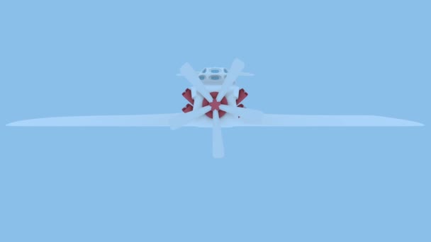 Aviação, vista estável a frente, o voo da aeronave de pistão branco — Vídeo de Stock