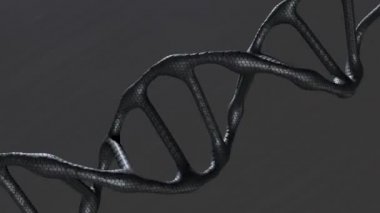 Gerçekçi bir DNA 3D modeli koyu arkaplanda döner