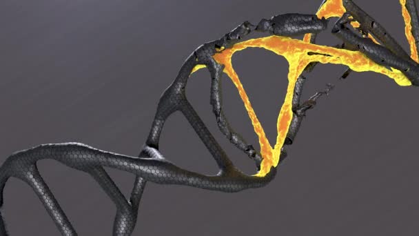 現実的なDna 3Dモデルは暗い背景で回転します — ストック動画