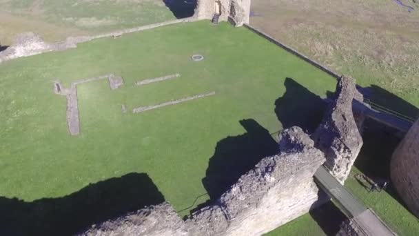 Imagens Aéreas Voando Sobre Castelo Flint Direção Estuário Com Sol — Vídeo de Stock