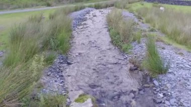 Düşük irtifada küçük bir Galler deresinin üzerinde uçuyor..