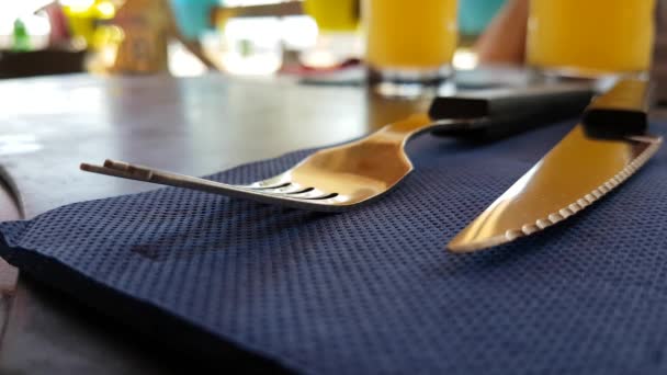 叉子和餐巾的密闭 — 图库视频影像
