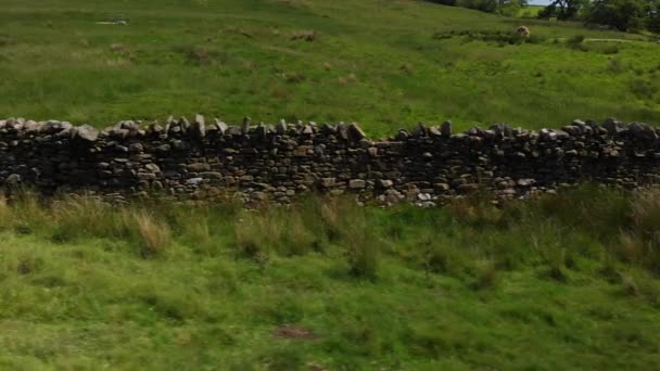 Dolly Style Shot Actually Shot Drone Country Wall Cumbria Area — Stock Video