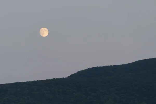 A lua grande brilha sobre a montanha. Boa noite. — Fotografia de Stock