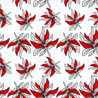 Soyut çiçek desenli kusursuz desen, Endonezya batik motifi, geleneksel tarz.