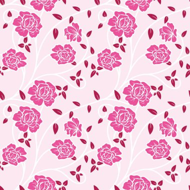 Çiçek illüstrasyonlu kusursuz desen, Endonezya batik vektörü, gül motifli