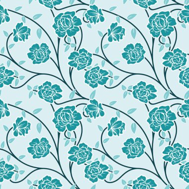 Çiçek illüstrasyonlu kusursuz desen, Endonezya batik vektörü, gül motifli