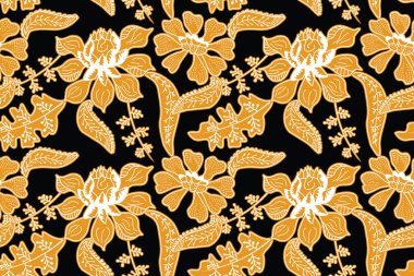 Çiçekli vektör illüstrasyonlu kusursuz desen, Endonezya batik motifi