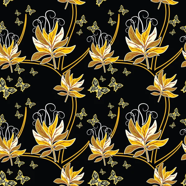 Patrón Sin Costuras Con Motivo Floral Abstracto Batik Indonesio Estilo — Vector de stock