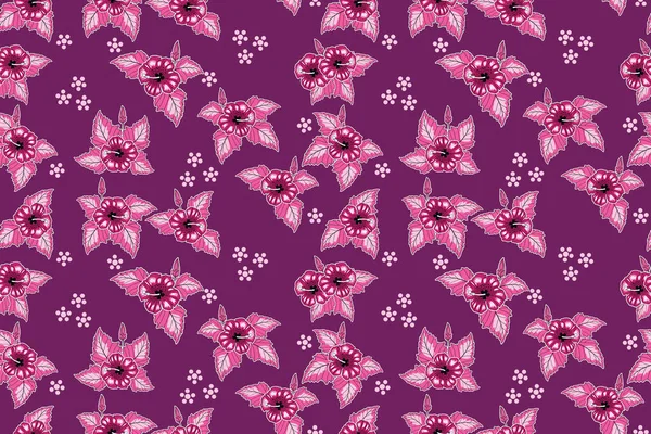 Çiçek illüstrasyonlu kusursuz desen, Endonezya batik vektörü, Hibiscus motifli