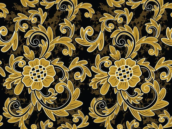 Patrón Sin Costuras Con Vector Floral Ilustración Motivo Batik Indonesio — Vector de stock