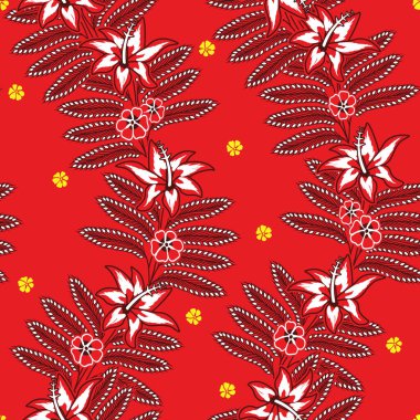 Çiçek resimli kusursuz desen, Soyut Floral batik motif vektörü