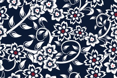 Çiçek resimli kusursuz desen, Soyut Floral batik motif vektörü
