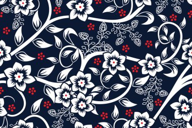 Çiçek resimli kusursuz desen, Soyut Floral batik motif vektörü