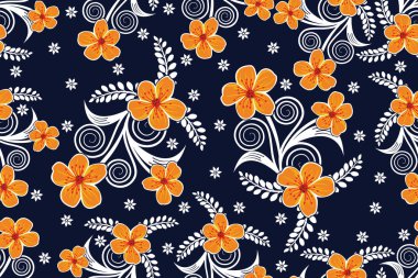 Kusursuz Desen Çiçek Vektörü İllüstrasyonu, Doğa Batik Motifi