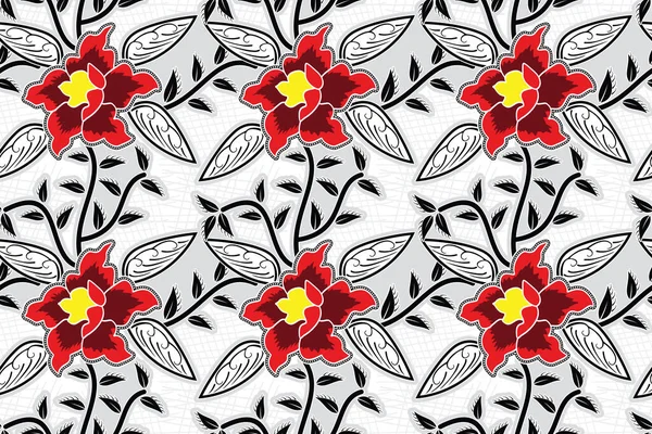 Απρόσκοπτη Μοτίβο Floral Εικονογράφηση Αφηρημένη Floral Batik Μοτίβο Διάνυσμα — Διανυσματικό Αρχείο