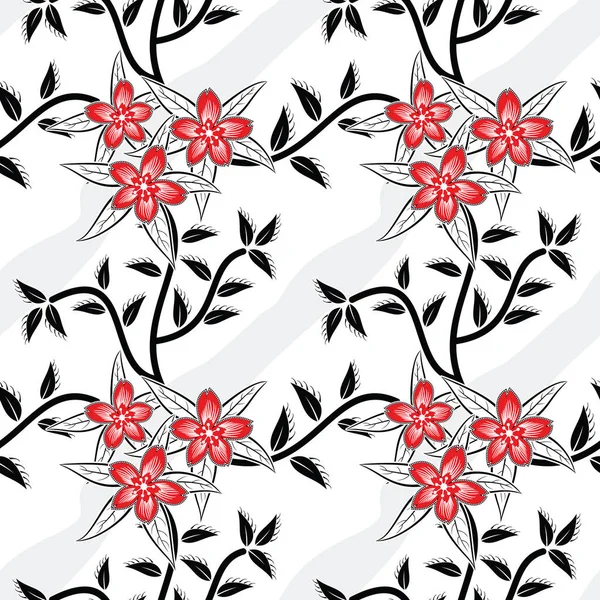 Patrón Sin Costuras Con Ilustración Floral Motivo Batik Floral Abstracto — Vector de stock