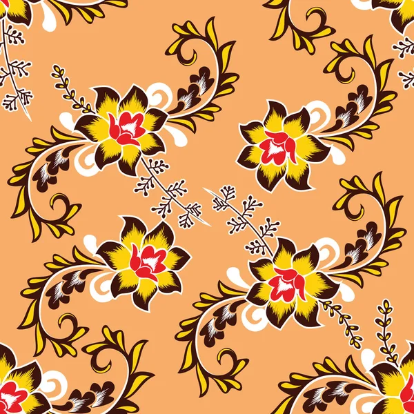 Motif Sans Couture Avec Illustration Florale Motif Batik Floral Abstrait — Image vectorielle