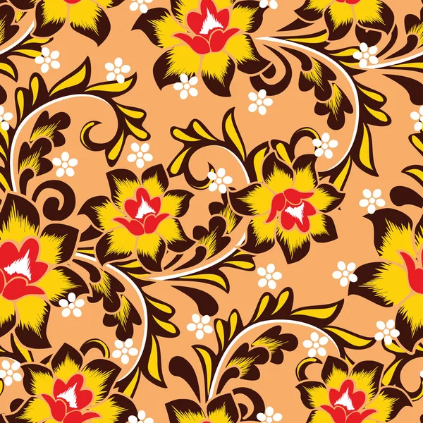 Motif Sans Couture Avec Illustration Florale Motif Batik Floral Abstrait — Image vectorielle