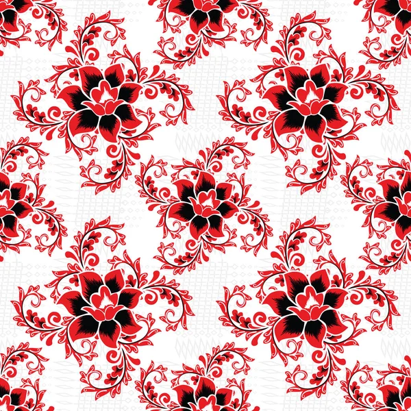 Bezešvý Vzor Květinovou Ilustrací Abstraktní Květinový Batikový Motiv Vektor — Stockový vektor