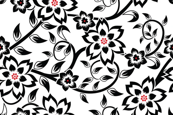 Nahtloses Muster Mit Floraler Illustration Abstraktes Blumenbatikmotiv Vector — Stockvektor