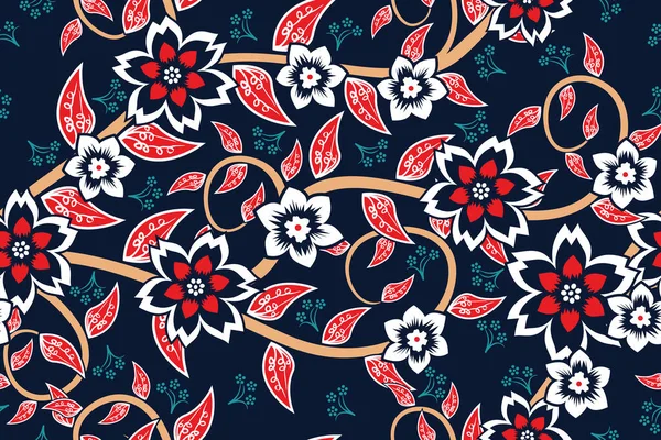 Çiçek Resimli Kusursuz Desen Soyut Floral Batik Motif Vektörü — Stok Vektör