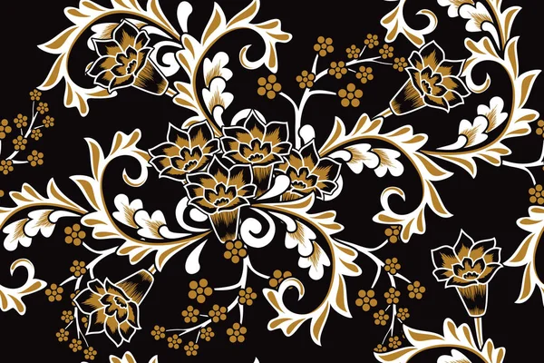 Nahtloses Muster Mit Floraler Illustration Abstraktes Blumenbatikmotiv Vector — Stockvektor