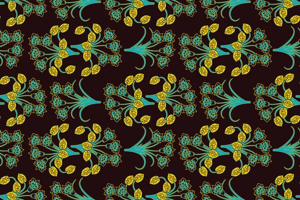 Motif Sans Couture Avec Illustration Florale Motif Batik Floral Abstrait — Image vectorielle