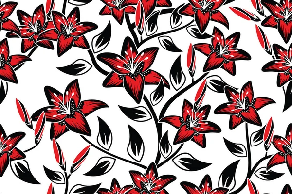 Patrón Sin Costuras Con Ilustración Floral Motivo Batik Floral Abstracto — Vector de stock