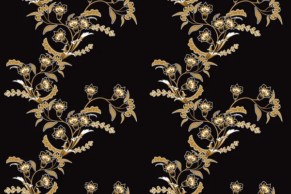 Motif Sans Couture Avec Illustration Florale Motif Batik Floral Abstrait — Image vectorielle