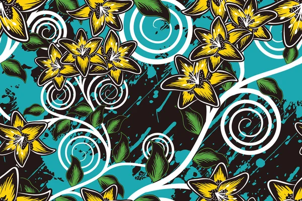 Bezešvé Vzor Květinové Vektorové Ilustrace Nature Batik Motif — Stockový vektor